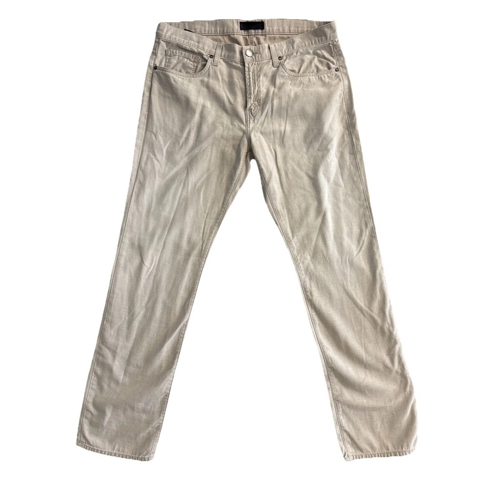 J Brand Kane Straight Fit Pants Mens Sz 36 Light Khaki Twill Stretch Jeans NWT